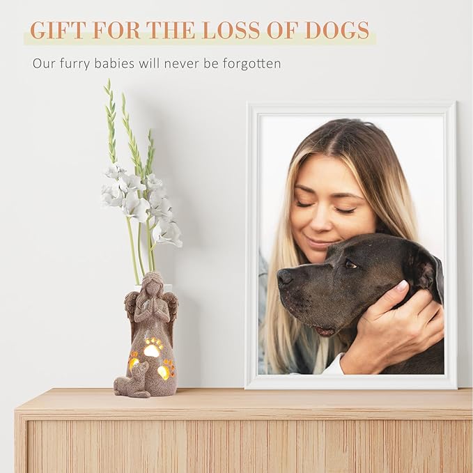 BEARAE Dog Memorial Gifts for Loss of Dogs, Pet Loss Sympathy Gifts, Dog Passing Away Bereavement Gift, Remembrance Grieving Dogs Angel Candle Holder
