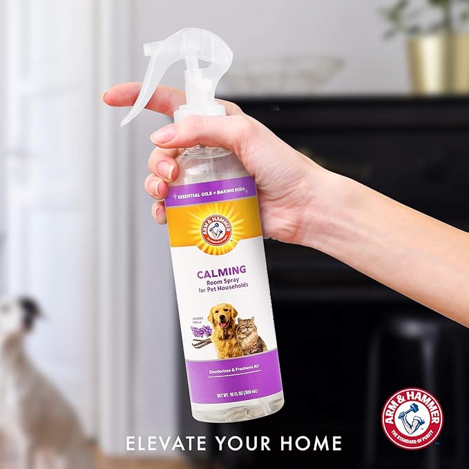 Arm & Hammer for Pets Air Care Calming Room Spray for Pet Odor Elimination, Lavender Vanilla Scent - Air Freshener Pet Deodorizer Spray with Baking Soda for Households, 10 Fl Oz