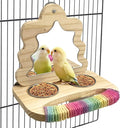 Tfwadmx Bird Parrot Wooden Feeding Cups Small Bird Feeding Dish Cups Stainless Steel Birds Bowls Food Water Bowls with Food Holder for Cockatiel Lovebirds Parakeet Macaw Finches