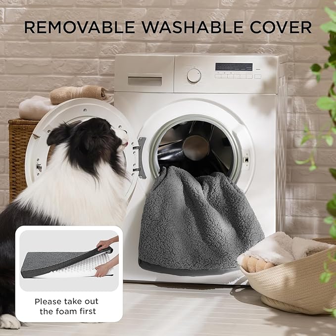 Bedsure XL Dog Bed for Crate - Large Comfy Flat Pet Beds with Removable Washable Cover, Orthopedic Egg Crate Foam Crate Mat, Suitable for Pet Up to 90 lbs