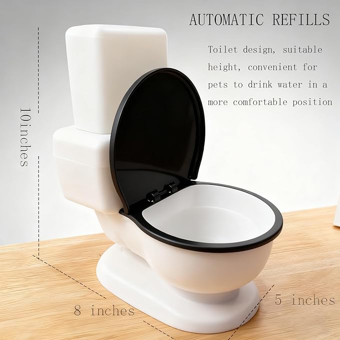 Cat Water Dispenser,Funny Toilet Shaped Pet Gravity Bowl, Automatic Flow No Electricity Needed with Healthy Pets Water Station for Cats and Small/Medium Dog