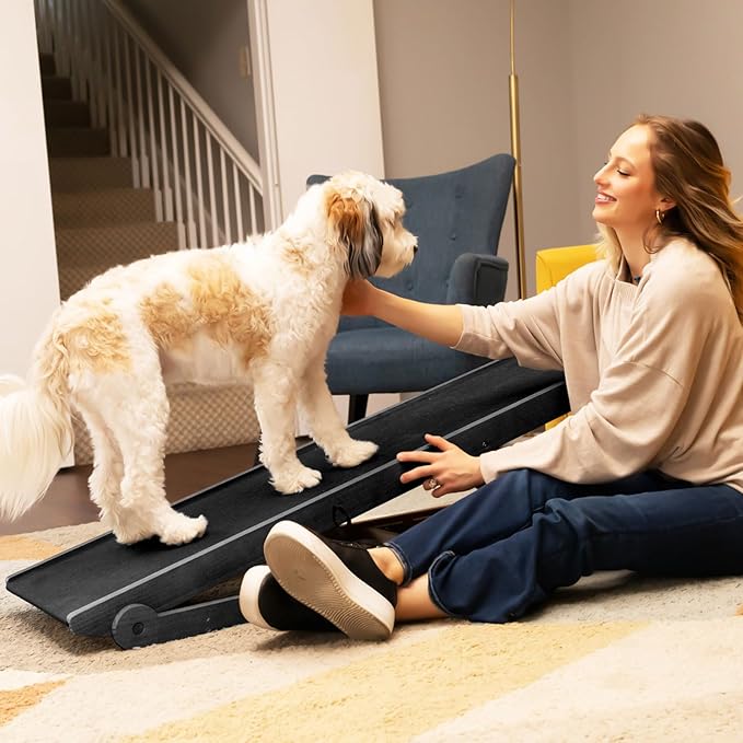 Dog Ramp for Couch, Small Dog Bed Ramp to Get on Bed 20 inch High, Non-Slip, Sturdy Adjustable Pet Ramp with Landing Platform, Supports up to 200lbs, Adjustable from 13" to 20" Height
