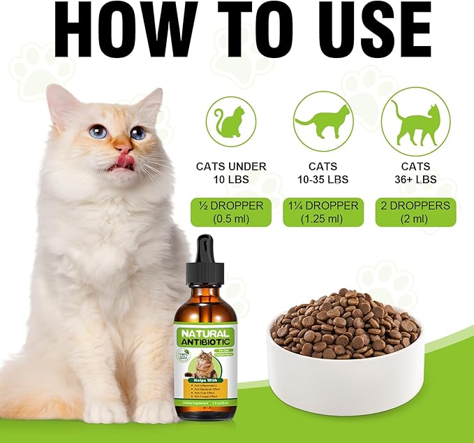 Natural Antibiotics for Cats,Cat Antibiotic,Cats Multivitamin,Immune Support,Supports Allergy Itch Relief,Cat Supplements,Allergy Support