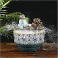 Fish Tabk Aquarium Ceramic Fish Tank Home Living Room Circulation Flow Water Fish Tank Feng Shui Lucky Ornament Balcony Goldfish Bowl Fish Tank Cool Fish Tank(B)