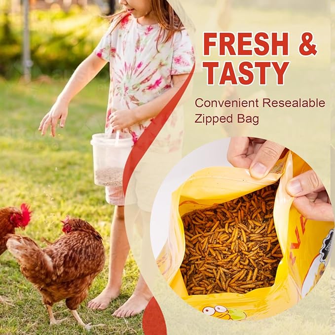 5.5LB Dried Black Solider Fly Larvae, BSFL is High Protein Chicken Feed with 85x More Calcium Than Dried Mealworms, Poultry Treats, Chickens Love, Birds Love, Hens Love, Ducks Love