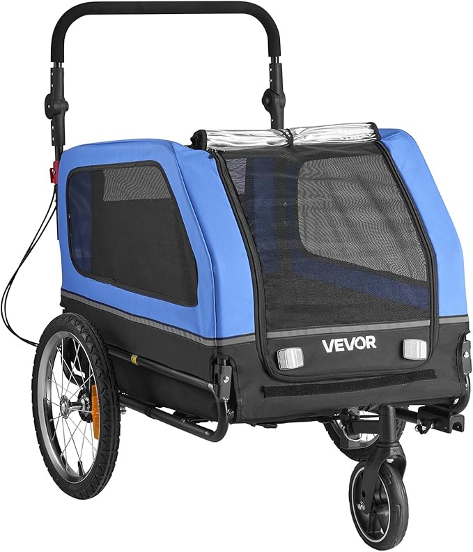 VEVOR Dog Bike Trailer, Supports up to 88 lbs, 2-in-1 Pet Stroller Cart Bicycle Carrier for Small & Large Dogs, Easy Folding Frame with Quick Release Wheel, Universal Bicycle Coupler, Internal Leash