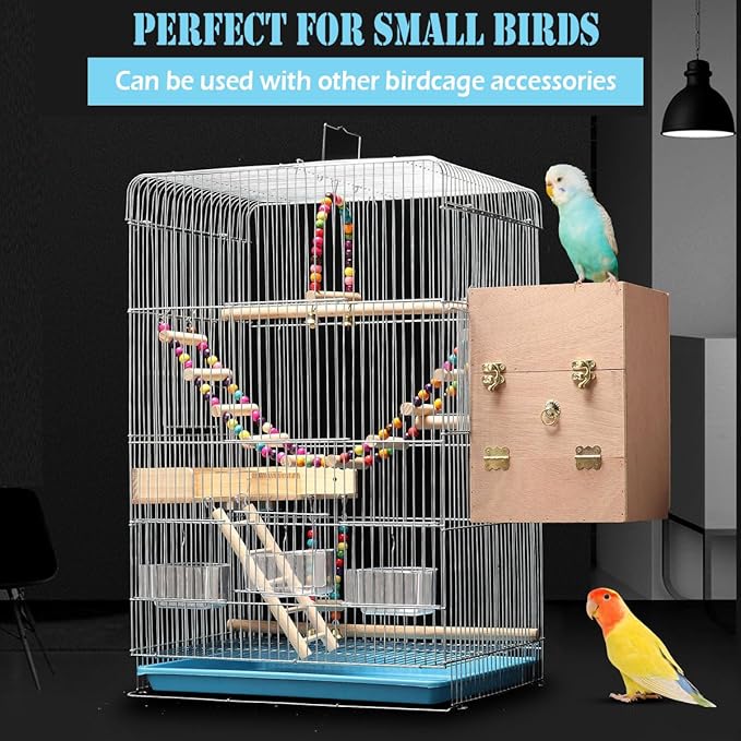 Parakeet Bird Cage, 23.6-inch Wire Birdcage Hanging Bird House with Bird Feeder Waterer and Stand, Bird House Accessories for Budgie Parakeets Finches Canaries Lovebirds Small Parrots Cockatiels