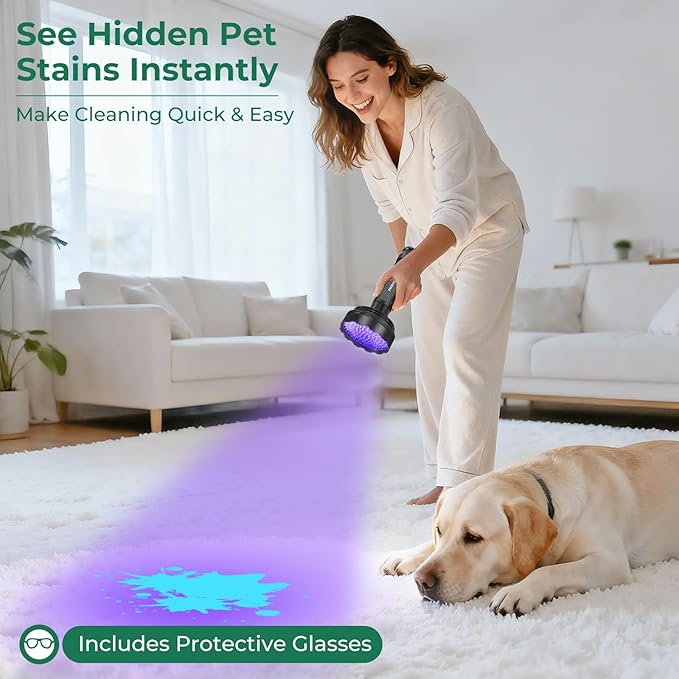 ESCO LITE Blacklight Flashlight 128 LED UV Flashlight, Upgraded Bright 395nm Handheld Ultraviolet Light for Pet Urine Detection, Scorpion Hunting