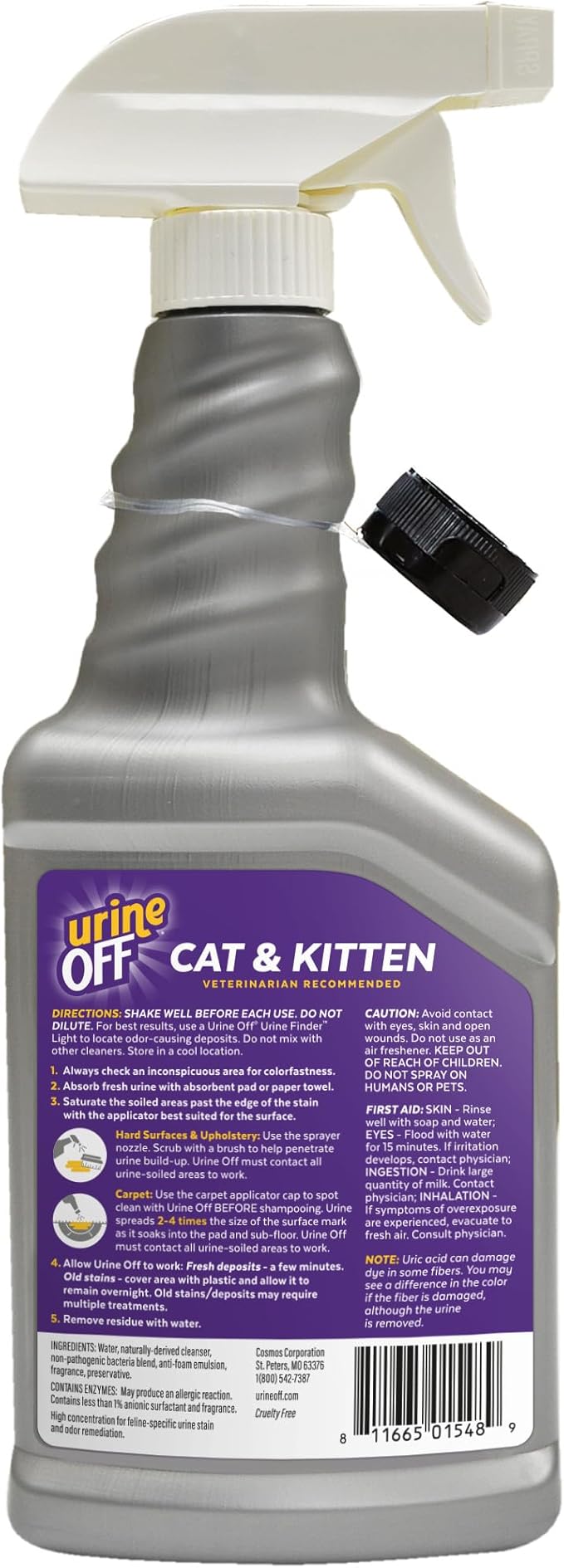 urineOFF Kitten & Cat Odor & Stain Remover | Fresh Scent Carpet Cleaner Spray | Bio Enzymatic Stain & Urine Odor Eliminator | Pet Safe Cleaner | 16.9 oz.