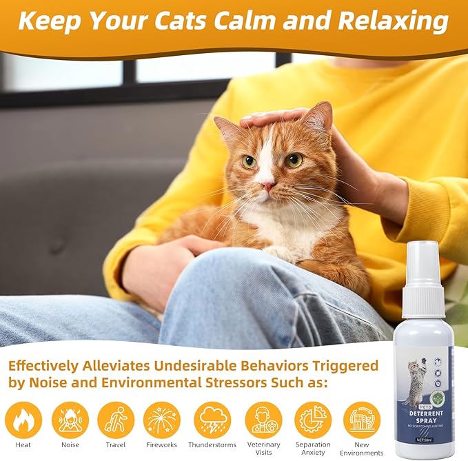 Cat Deterrent Spray 50ml: 4PCS No Scratch Spray for Cats, Cat Scratch Spray Outdoor Indoor - Cat Scratch Deterrent for Furniture, Sofas, Rugs, Curtains, Plants