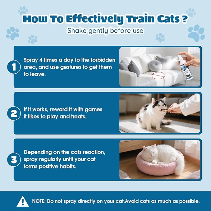 Cat Deterrent Spray - Indoor & Outdoor Cat Repellent, Stops Cats from Scratching Furniture, Carpets, Sofas, Curtains and Urine Marking - Effective Anti-Scratch Training Aid (Blue)