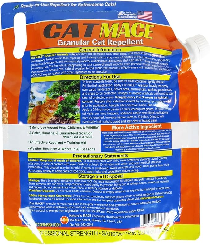 Nature's Mace Cat Repellent - 40 oz Ready-to-Use Deterrent Spray & 2.5 lb Granular Formula - Keeps Cats Away from Yards, Gardens, Plants, Homes - Indoor & Outdoor Spaces - Scratching, Marking, Digging