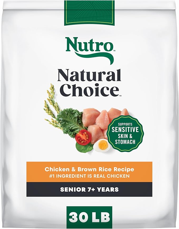 Nutro Natural Choice Senior Dog Food Dry Recipe, Chicken and Brown Rice Recipe, Dry Dog Food, 30 lb. Bag