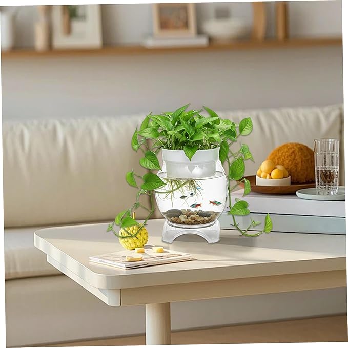 Aquaponic Fish Tank, 3-in-1 Clear Plastic Fish Bowl with Stand & Planter Healthy 1 Gallon Fishtank for Aquarium Plants, S Aquaponic Tank, Hydroponic, Small, Fishtank, Fis