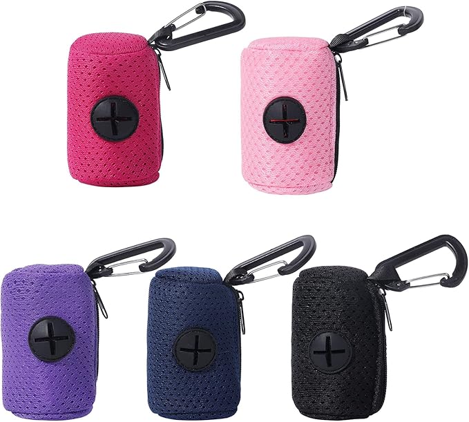 Pet Trash Bag Holder Poop Bag Dispenser MeshFabric Pooper Bag Dispenser LeashHook Pet Waste Bag Holder