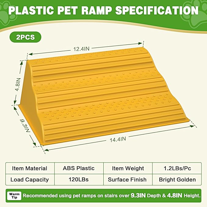 Moderate 3-Step Stair Ramp for Aged & Injured Pets, Lightweight Pet Ramp with Non-Slip Surface for Small Size Dogs Cats, Dog Wedge Ramp for Stairs/Staircases(120LBs Loading, 6PCS)