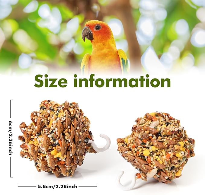 Abizoo Natural Pinecone Chew Toys with Edible Sunflower & Veggies - Malt Sugar Coated Foraging Enrichment for Parrots Cockatiels Conures Budgies Immune & Digestive Support Safe Bird Toy 2pcs
