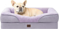 EHEYCIGA Orthopedic Dog Bed for Medium Dog, 30x20x6.5 Inch Memory Foam Dog Couch Bed with Sides, Waterproof Liner & Washable Removable Cover, Bolster Pet Sofa, Purple