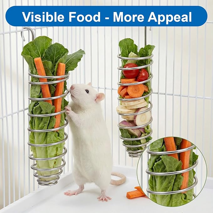 2 Pack Millet Spray Holder for Parrots, Parakeet Treat Sticks Feeder, Natural Millet Treats Stiks Bars for Birds, Includes Cuttlebone and Calcium Block for Healthy Chewing and Play, Silver