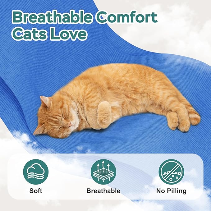 Self-Adhesive Cat Grooming Wrap, Cozy Cat Wrap for Cutting Nails, Breathable Anti-Scratch Cats Swaddle Bag for Brushing, Ear Cleaning, Dental Care, Medication, Injections,Blue S