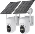 HOSAFE.COM Home Security Cameras Wireless Outdoor, Outdoor Camera Wireless WiFi, 360 Camera Solar Powered, PTZ, PIR Sensor, 2K HD Color Night Vision, 2-Way Talk, IP66 Waterproof, 2 Pack