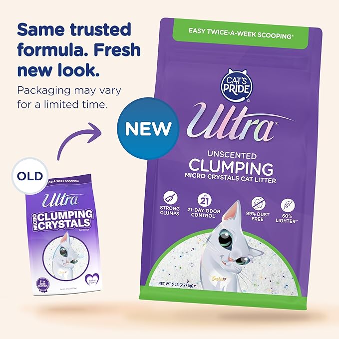 Ultra Clumping Micro Crystals Cat Litter - Dust Free, Soft on Paws, Fragrance Free - 5 Lbs.