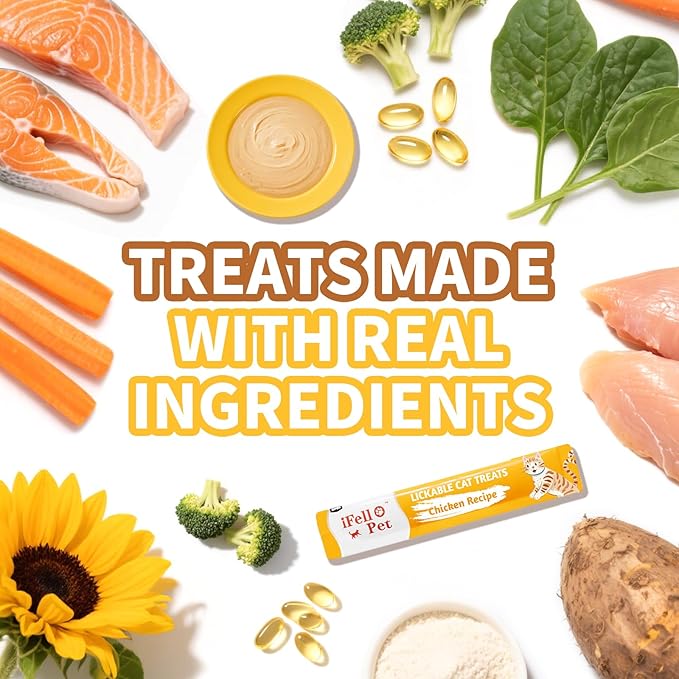 High-Meat Lickable Cat Treats Variety Pack – Real Chicken & Seafood – Smooth Creamy Purée – Grain-Free – 12 Tubes (15g Each)