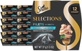 Sheba Selections Filets in Broth, Adult Cat Food Wet Recipe, Meal Complement, Wet Cat Food Variety Pack, Chicken & Tuna Recipe, 1.3 oz. Cups, 12 Count