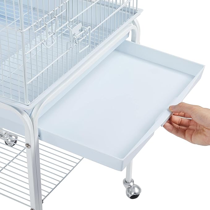 Topeakmart Rolling Bird Cage for Cockatiels Parrots Small Birds Green Cheek Conure Lovebirds, White