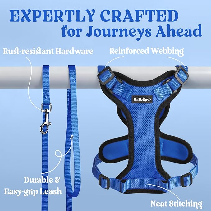 rabbitgoo Cat Harness and Leash for Walking, Escape Proof Soft Adjustable Vest Harnesses for Cats, Easy Control Breathable Reflective Strips Jacket, Navy Blue, XS