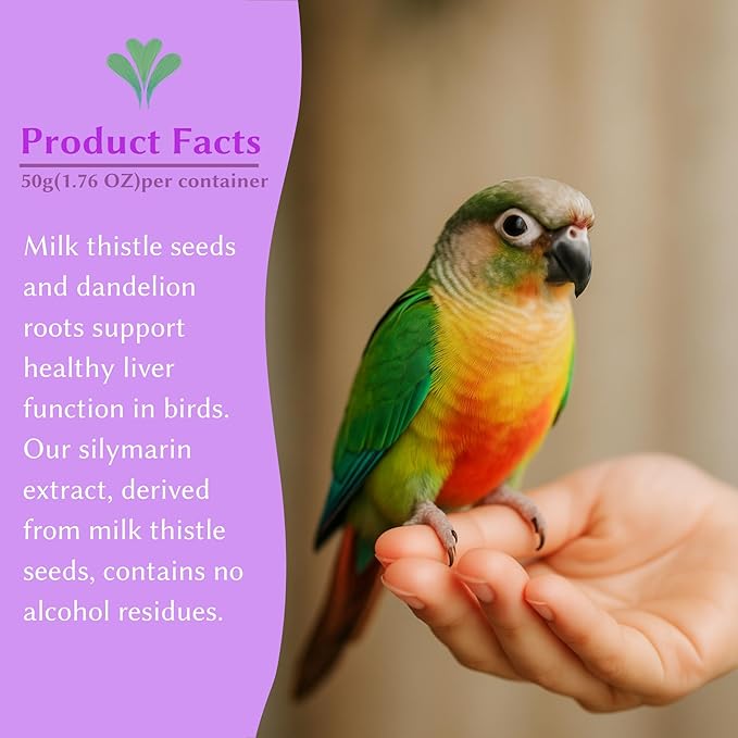 Milk Thistle & Dandelion Root Supplement for Birds – Active Liver Support Powder, Liver Formula for Parrots, 200 Servings