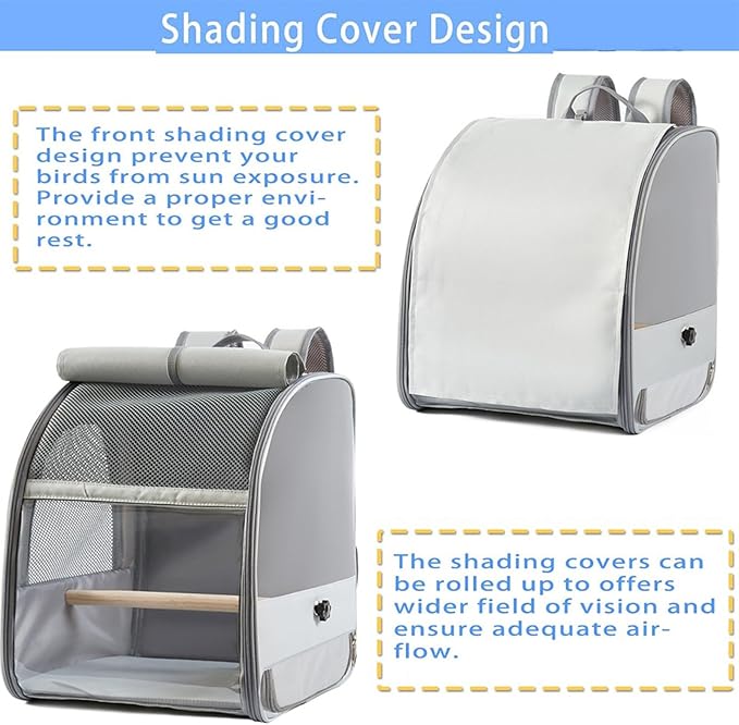 Folded Bird Travel Backpacks Cage with Detachable Perches and Transparents Window for Pet Outdoor Bird Carriers for Conures & Budgies