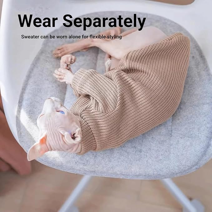 Cat Costume & Puppy Clothes 2-Piece Set, Soft Warm Lamb-Fleece Jacket & Breathable Knit Sweater for Small Dogs & Kittens, Size X-Large