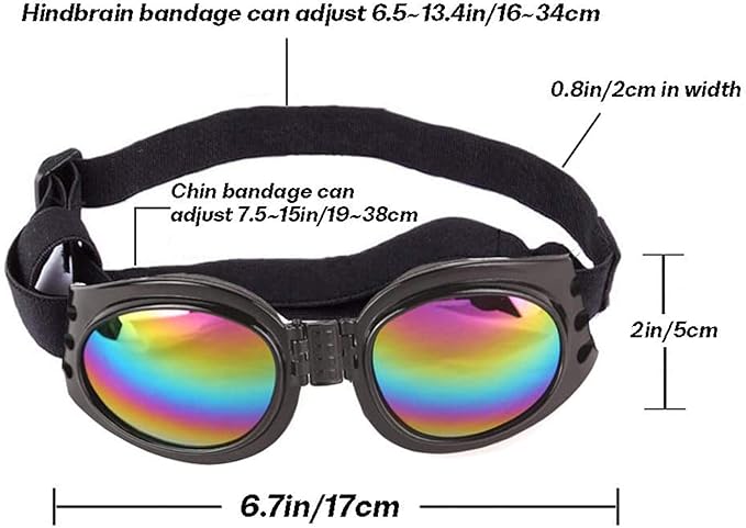 Dog Goggles Dog Sunglasses Adjustable Strap for Waterproof Windproof UV Protection Sunglasses for Pet, for Go Out Travel Skiing Swim (Pink)