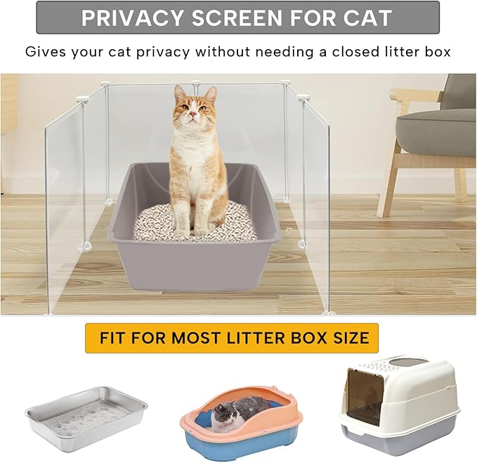 KEYIDE High Wall Cat Litter Box Splash Guard, DIY Cat Litter Pan Siding Kitten Litter Tray Pee Shield Dog Scatter Barrier, 24L x 19W x 16H Keep Floor Clean
