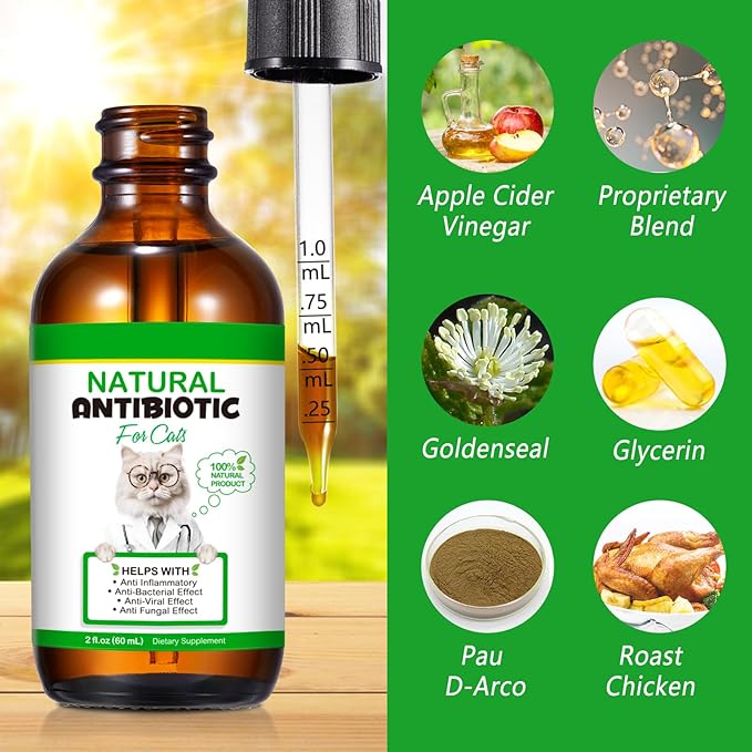 Cat Antibiotics, Antibiotics for Cats, Natural Cat Antibiotics Multivitamin Herbal Supplements 60ml