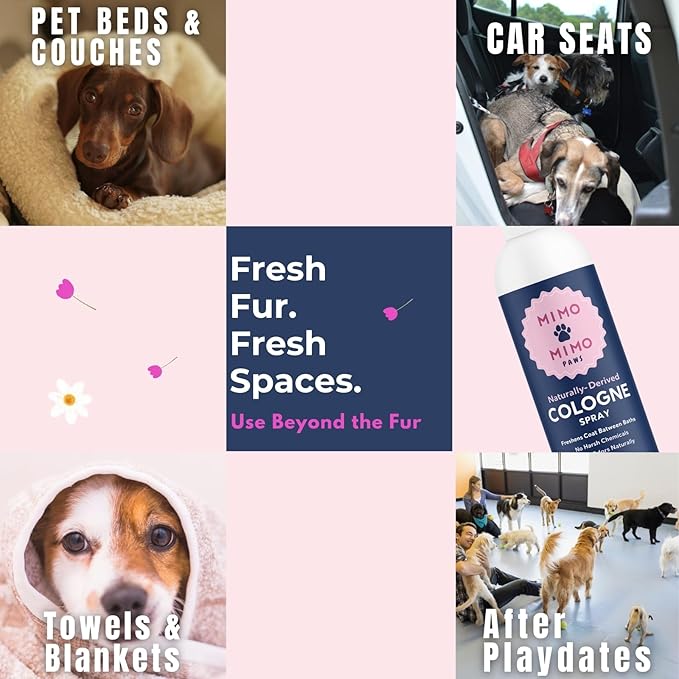 Dog Deodorizing Cologne Spray16 oz Odor Eliminator, Fresh Scent, Pet Safe Ingredients Dog & Cat Perfume, Long-Lasting Between Baths, No Parabens or Alcohol, Sensitive Skin Safe, Made in USA