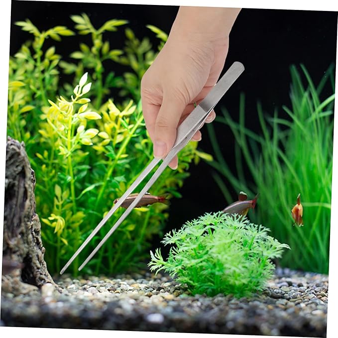 POPETPOP Stainless Steel Tweezer for Aquarium Aquatic Plant Tool Set Ideal for Fish Tank Care