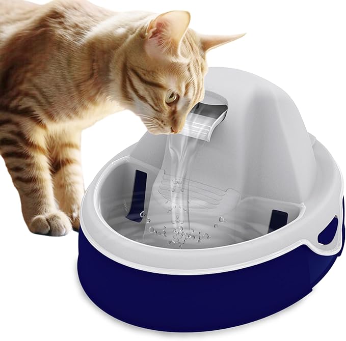 Aqua Flow Premium Pet Water Fountain - Automatic Dispenser Drinking Bowl for Cats and Dogs - Anti-Hair Drainage System - Replaceable Filters - Ideal for Multiple Pets - 52 up to 120 fl oz
