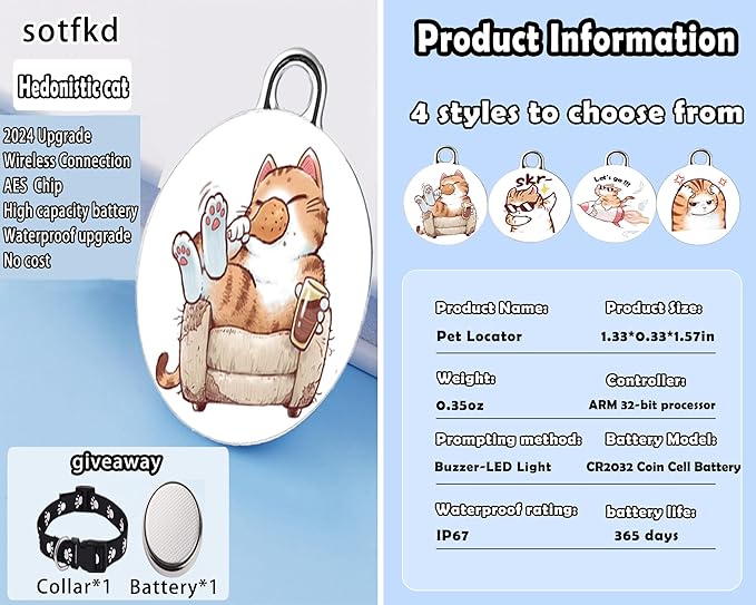 Cat GPS Tracker-Cat Tracker Collar-GPS Tracker for Cats-Pet Tracker| Android and iOS Universal | No Monthly Fee | Waterproof | Works with Any Collar