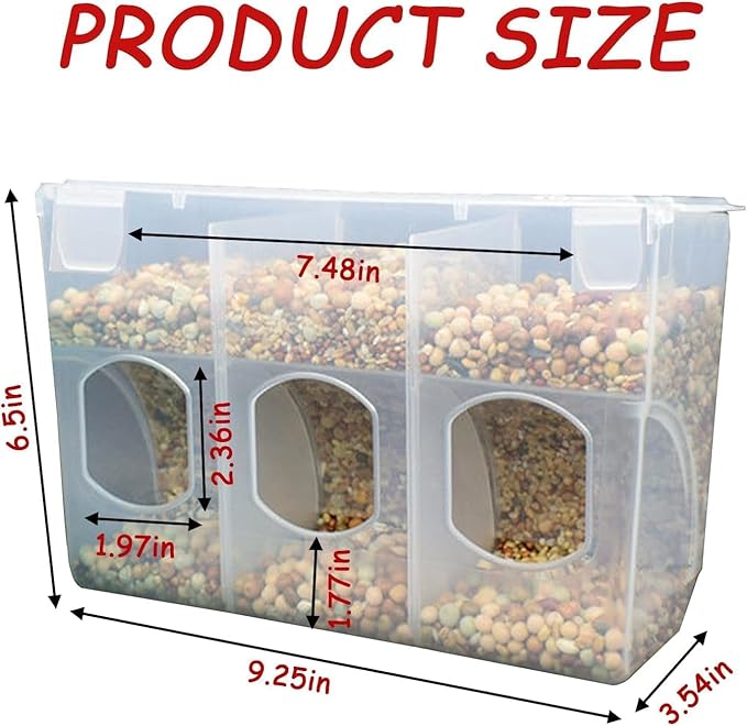 2 Pack Automatic Pigeon Bird Feeder Water, Plastic Feeder Water Dispenser Drinkers for Cage, No Mess Hanging Parrot Feeders, Cage Accessories for Parakeet Quail Bird Chicken (3 Hole-Hook)