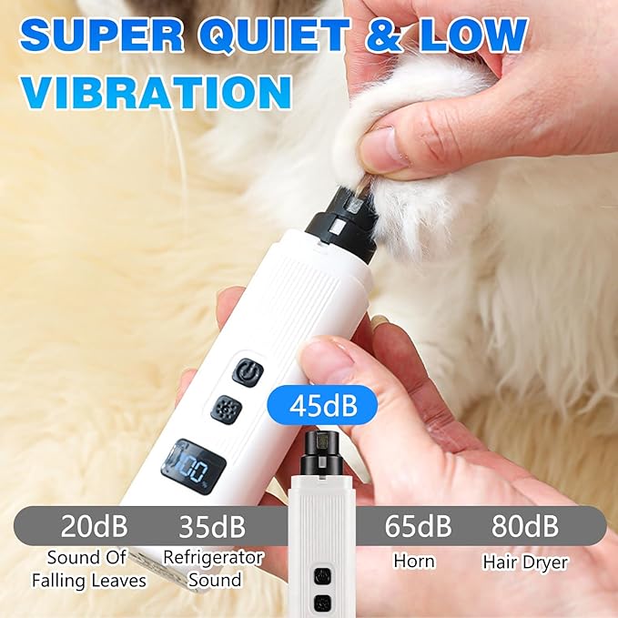 Cat Nail, Safe Cut Cat Nail Trimmer,Nail Trimmer,Silent Groom Pro Pet Nail Grinder,Two Adjustable with 360° Grinding Settings,Ultra Quiet Under 40db ＆ Powerful Enough for All Cats ＆Dogs (Black)