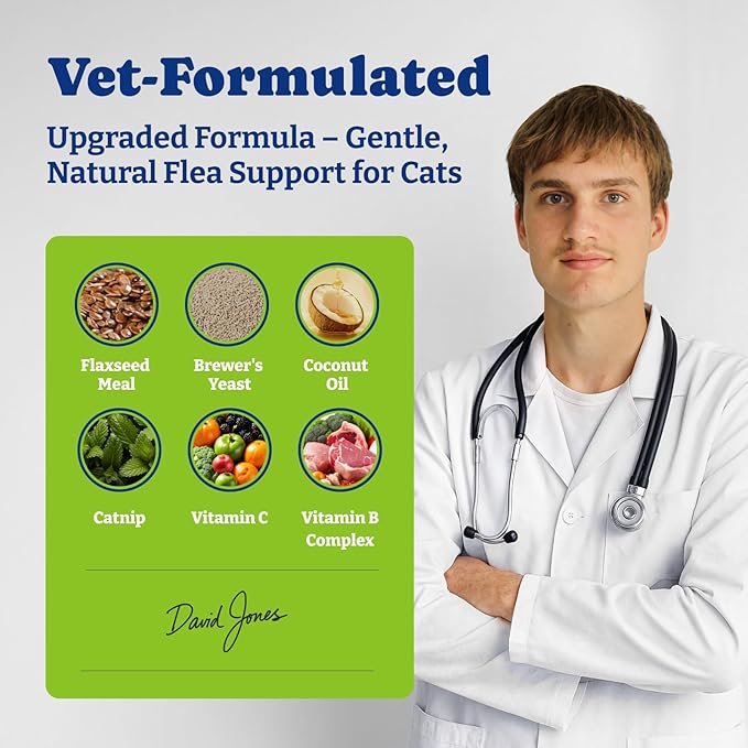 Flea and Tick Prevention for Cats - 200 Soft Chews Natural Cat Flea Treatment, Salmon & Blueberry Flavor - Flea Treatment for Cats, Cat Oral Flea, Immune Support Supplement (200 Chews)