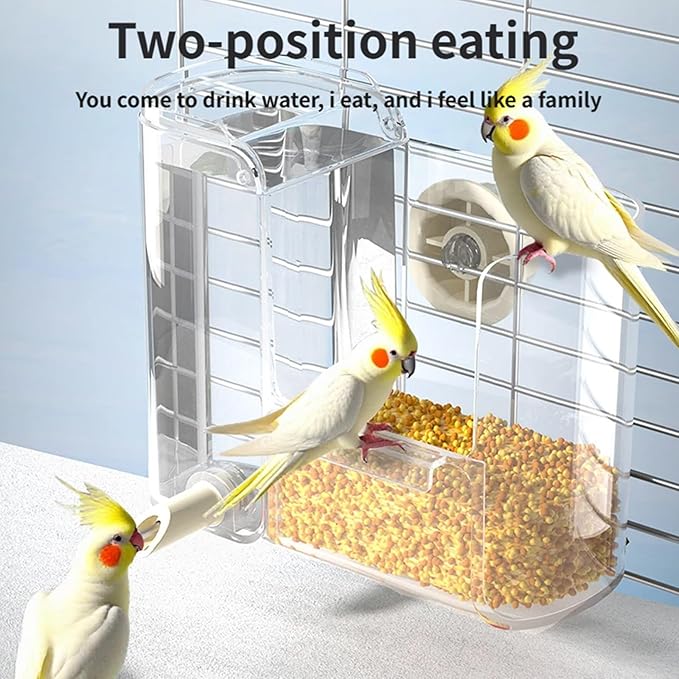 Adjustable Water Flows Bird Feeder and Dispenser for Small Pet Safe Easy Large Capacity Feeding Watering Supply Bird Feeding Watering Bowl