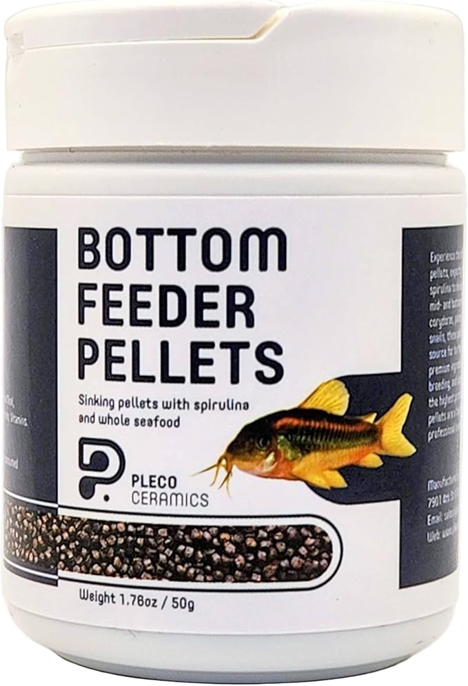 Bottom Feeder Pellets Sinking Food for Tropical Fish Plecos, Corys, Loaches, Food for Betta Tetras Shrimp Natural Color Enhancement (1.76 oz / 50g)