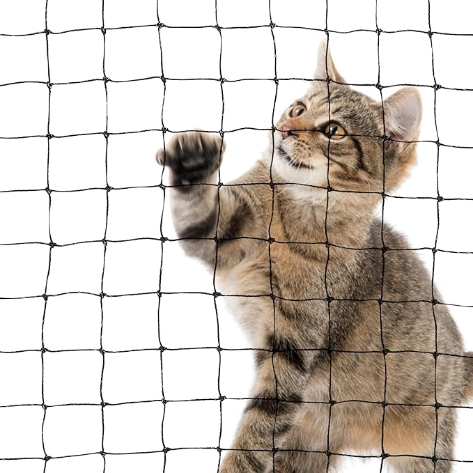Cat Balcony Nets,10×13ft Carbon Steel Reinforced Anti-Fall Netting for Pets, Cat Safety Net Mesh Fence, Enduring Small Catio for Apartment Balcony Protection