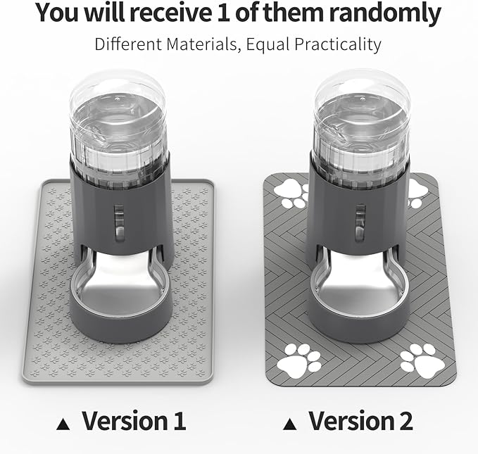 Cat Water Dispenser with Placemat and Stainless Steel Bowl, Automatic Gravity Water Dispenser for Cats or Small Medium Size Dogs, Large Capacity, Easy to Clean and Safe for Pets (4L)