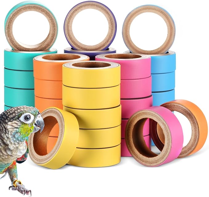Skyygemm 36 Pcs Bagels Bird Toys Bulk for Parrots Cardboard Core Bird Toy Chewing Shredding Foraging Play Foot for Medium and Large Parrot Mini Macaws African Greys Cockatoos