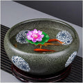 Fish Tank Ceramic Goldfish Bowl Fish Tank Hand-Painted Desktop Large Lucky Turtle Tank Narcissus Lotus Pot Tank Aquarium Starter Kits Glass Fish Tank(E,32cm)