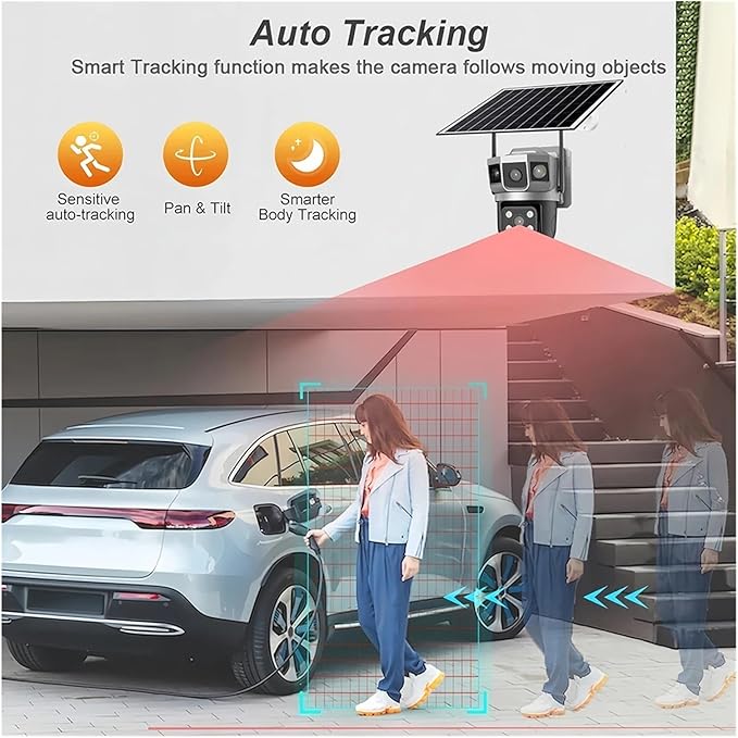for Outdoor Camera Battery CCTV Monitor 4G SIM Card Network IP Security Pet Camera Motion Detection 3 Screen PTZ Camera(WiFi CCTV No Card)